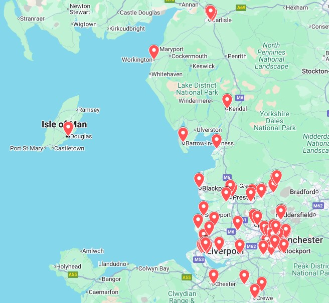 Map of services across North West